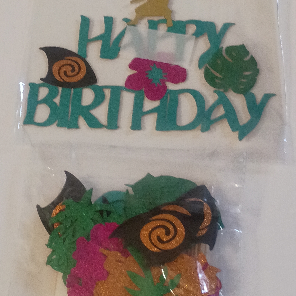 Tropical Happy Birthday Cake Topper Set
